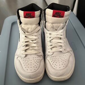Nike Air High-Top White and Red Sneakers